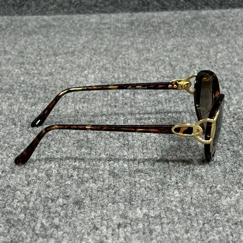 Rocco Originals Sunglasses Womens Brown Tortoise Oval UV400 Tinted Lenses Gold